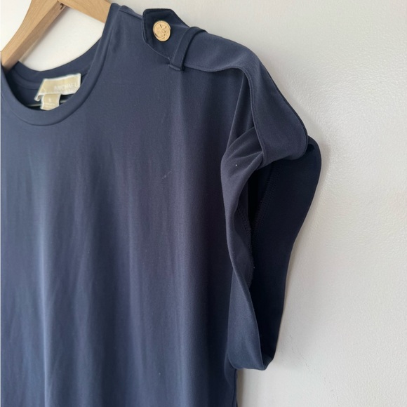 Michael Kors Navy & Gold Short Sleeve Blouse Small - Picture 4 of 6